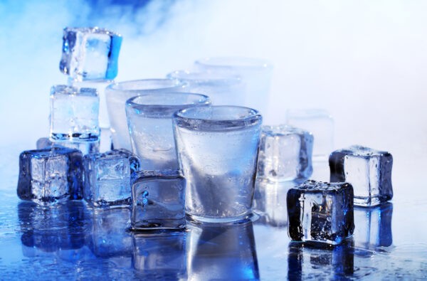 frozen glasses with cold alochol drink