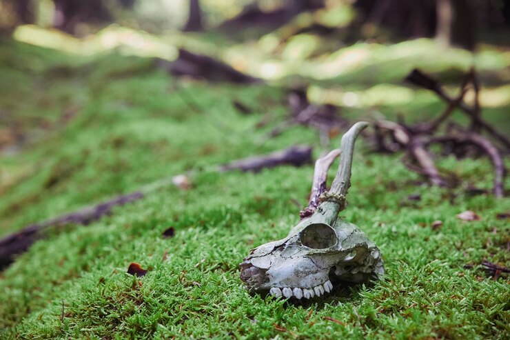 skull of a young deer in the forest 228909 17