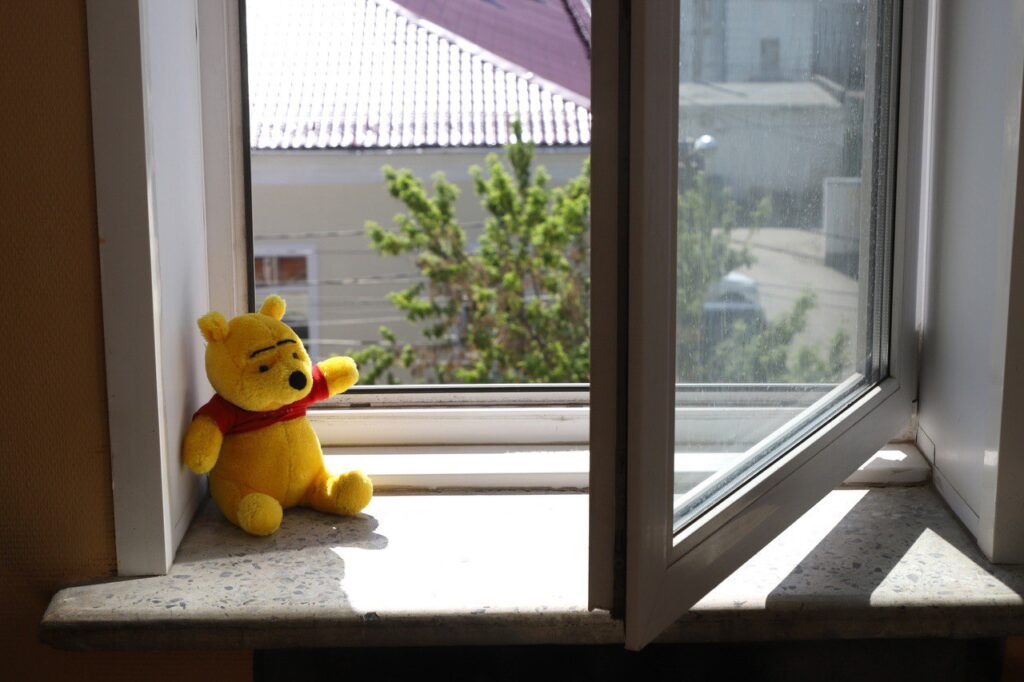 Открытое окно с игрушкой