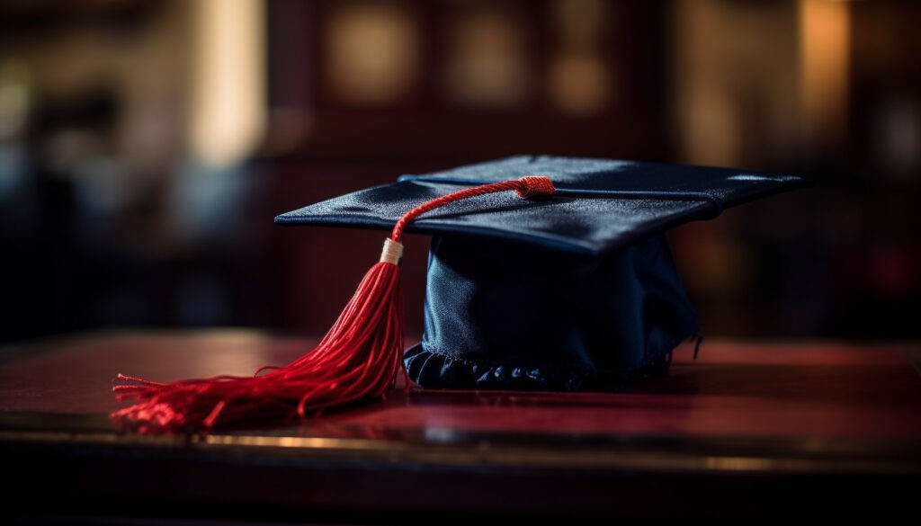 graduation cap and diploma signify achievement generated by ai